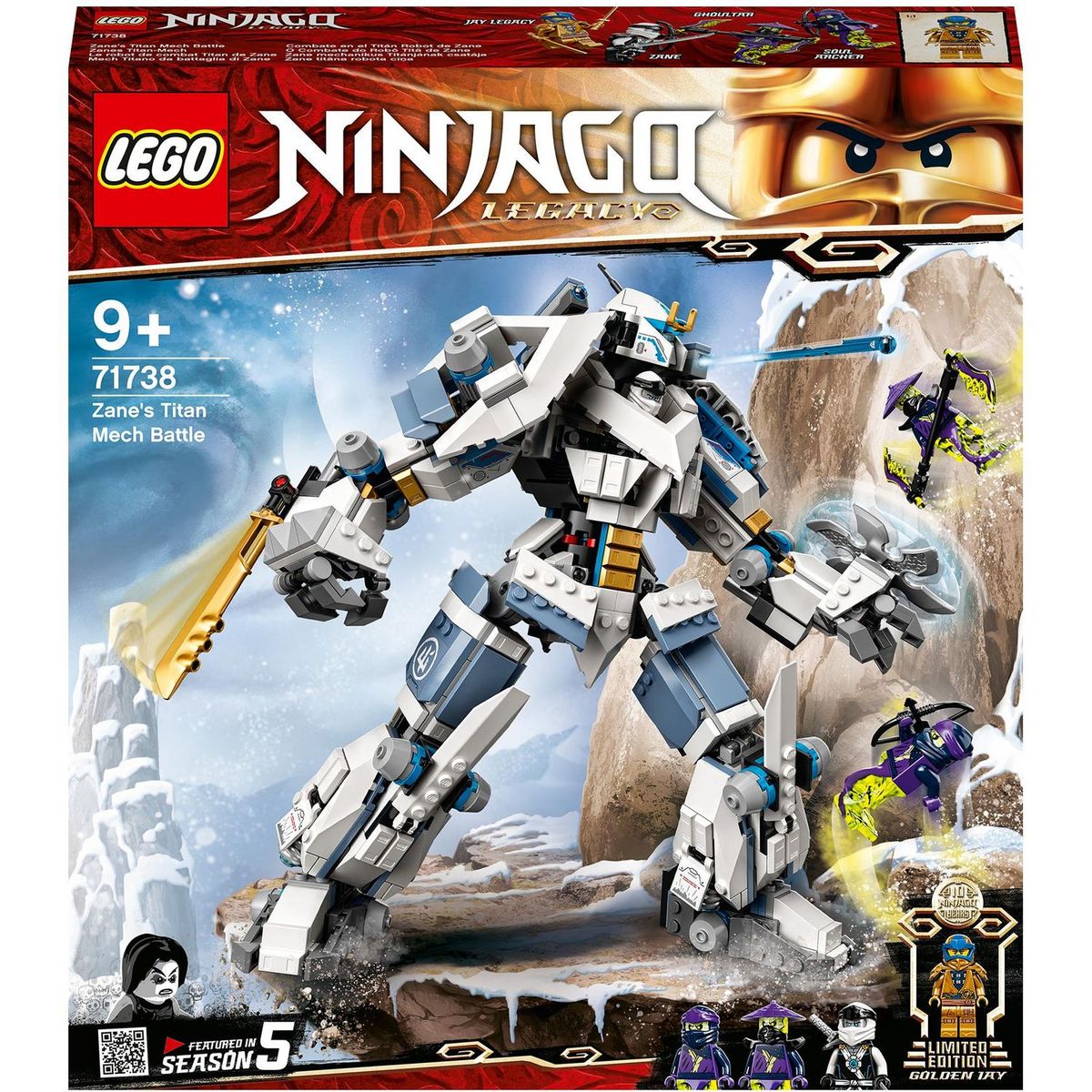LEGO NINJAGO 71738 Le Robot de Combat Titan de Zane, Jouet de Construction Ninja, Figurines