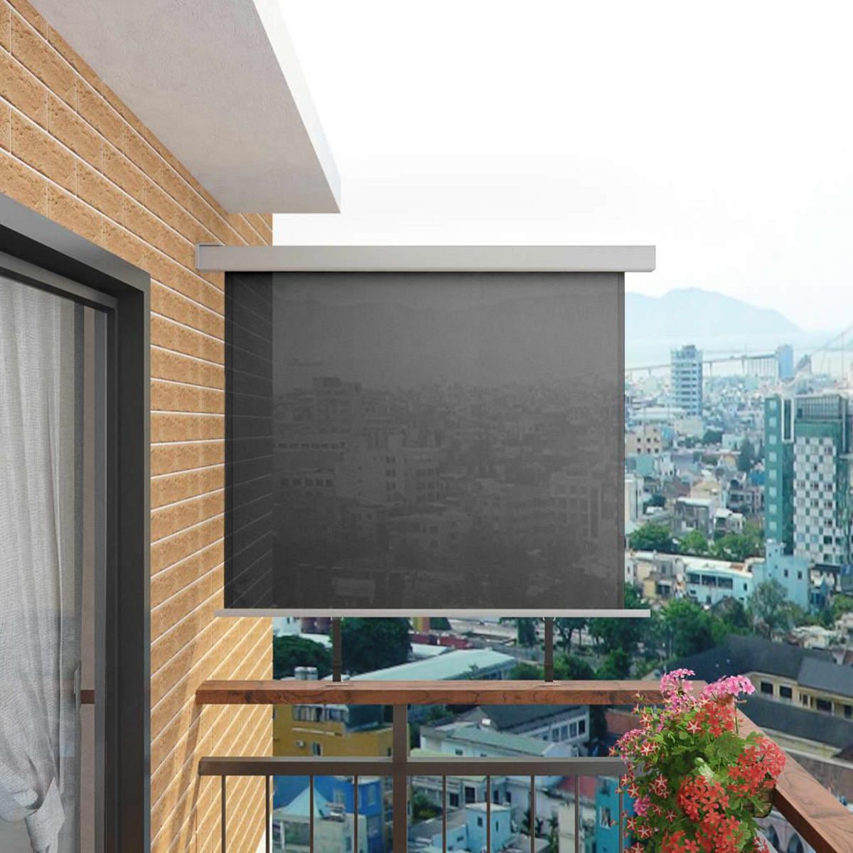 VIDAXL Auvent lateral de balcon multifonctionnel 150 x 200 cm Gris