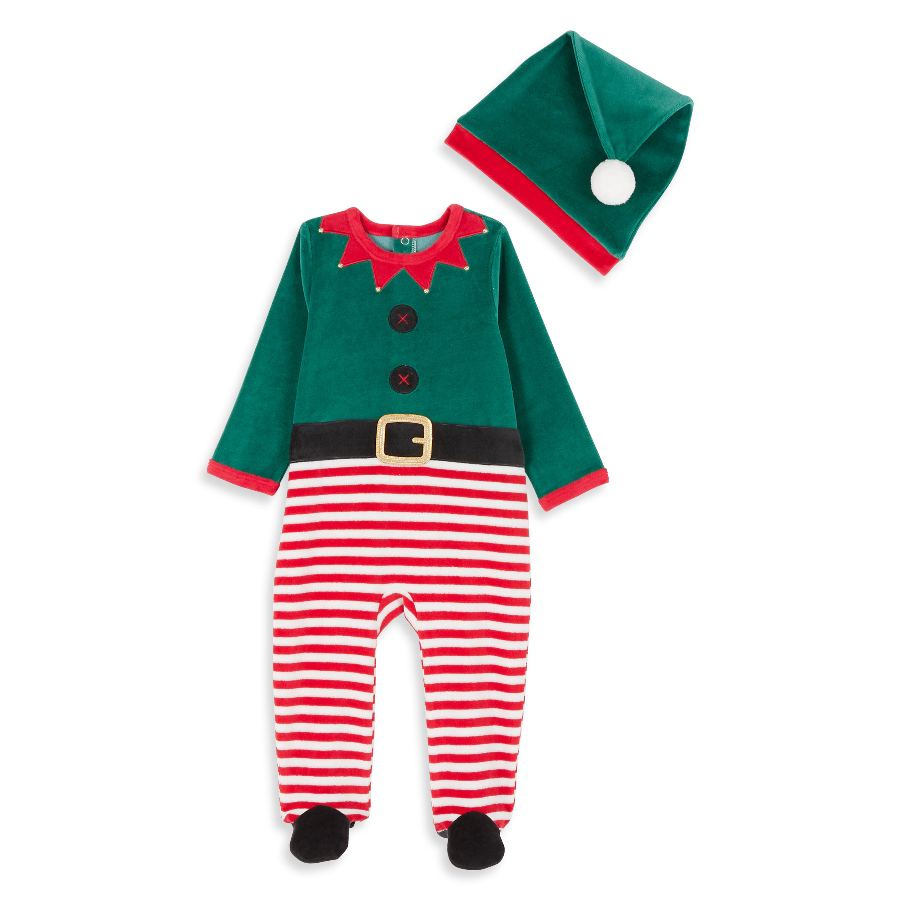 Coffret cadeau de Noël bébé mixte pyjama + bonnet Joyeux Lutin - vert sapin