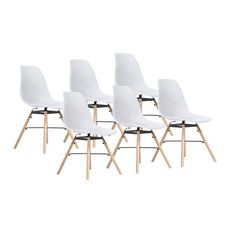 Lot de 6 chaises pieds bois massif NERA (Blanc)