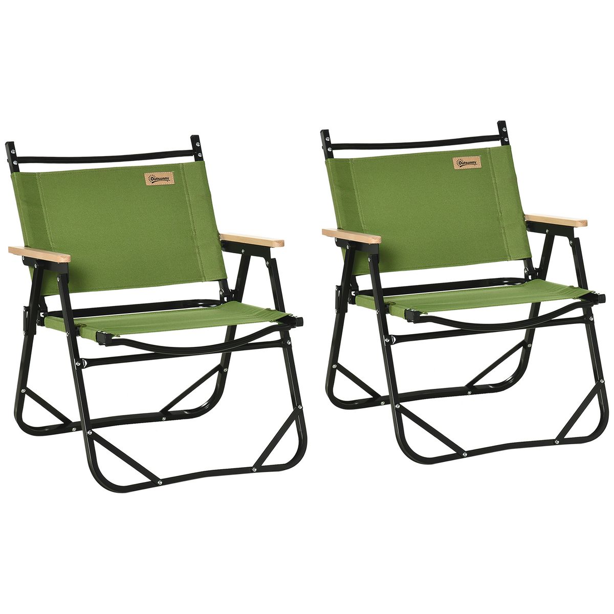 OUTSUNNY Lot de 2 chaises de plage camping pliantes - structure en aluminium avec sac de transport - dim. 55L x 55l x 66H cm vert