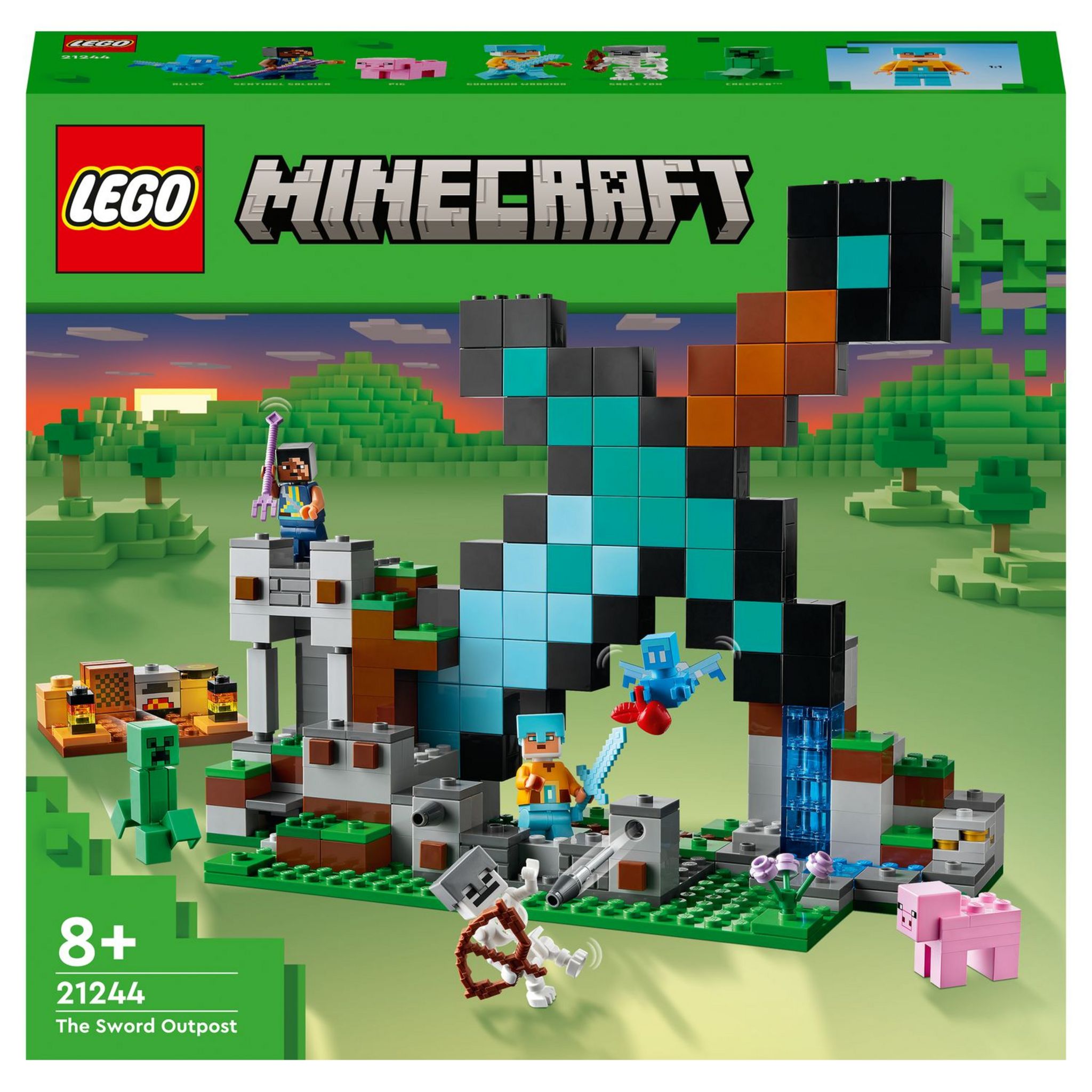 LEGO Minecraft 21244 L'avant poste de l'épée, Jouet de Construction, avec  Figurines Creeper, Guerrier Gardien et Squelette, pas cher 