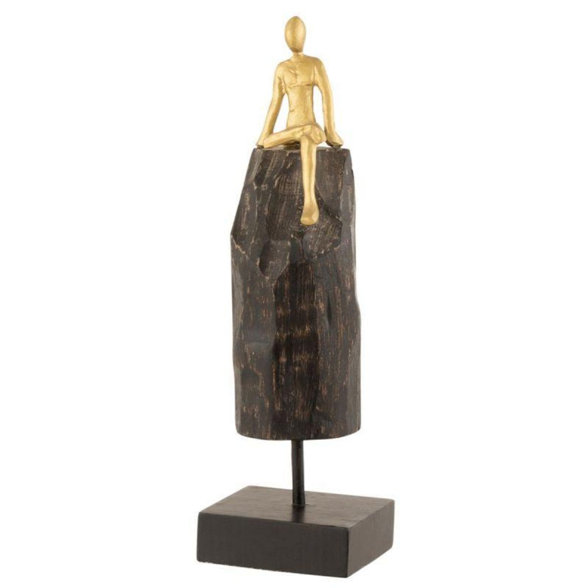 Paris Prix Statuette Déco  Personnage Assis  35cm Noir & Or
