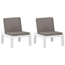 Chaises de salon de jardin avec coussins 2 pcs Plastique Blanc