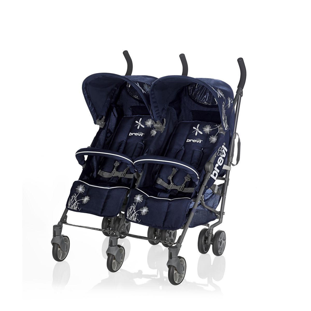 BREVI Poussette double Marathon Twin - Bleu pas cher 