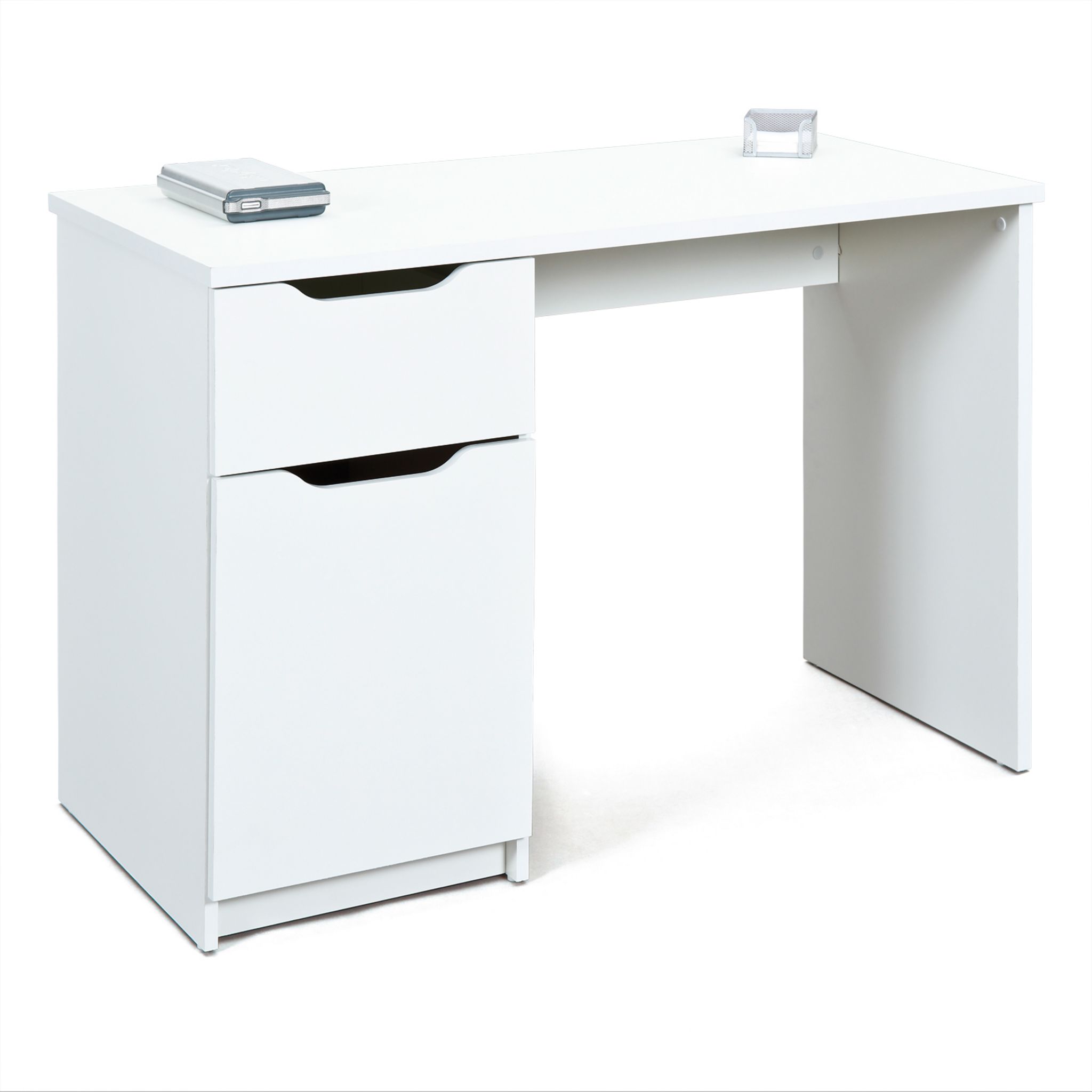 Bureau droit 1 tiroir style industriel pieds métal L110cm HOUSTON pas cher  