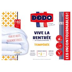 DODO Couette Tempérée Anti Acariens et Antibactérien VIVE LA RENTRÉE 300 g/m2 (Blanc)