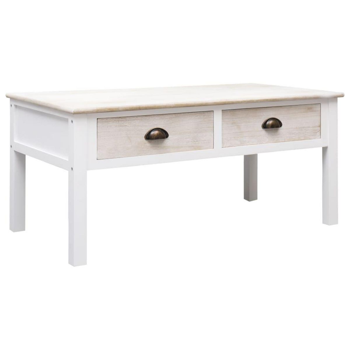 VIDAXL Table basse Blanc et naturel 100 x 50 x 45 cm Bois