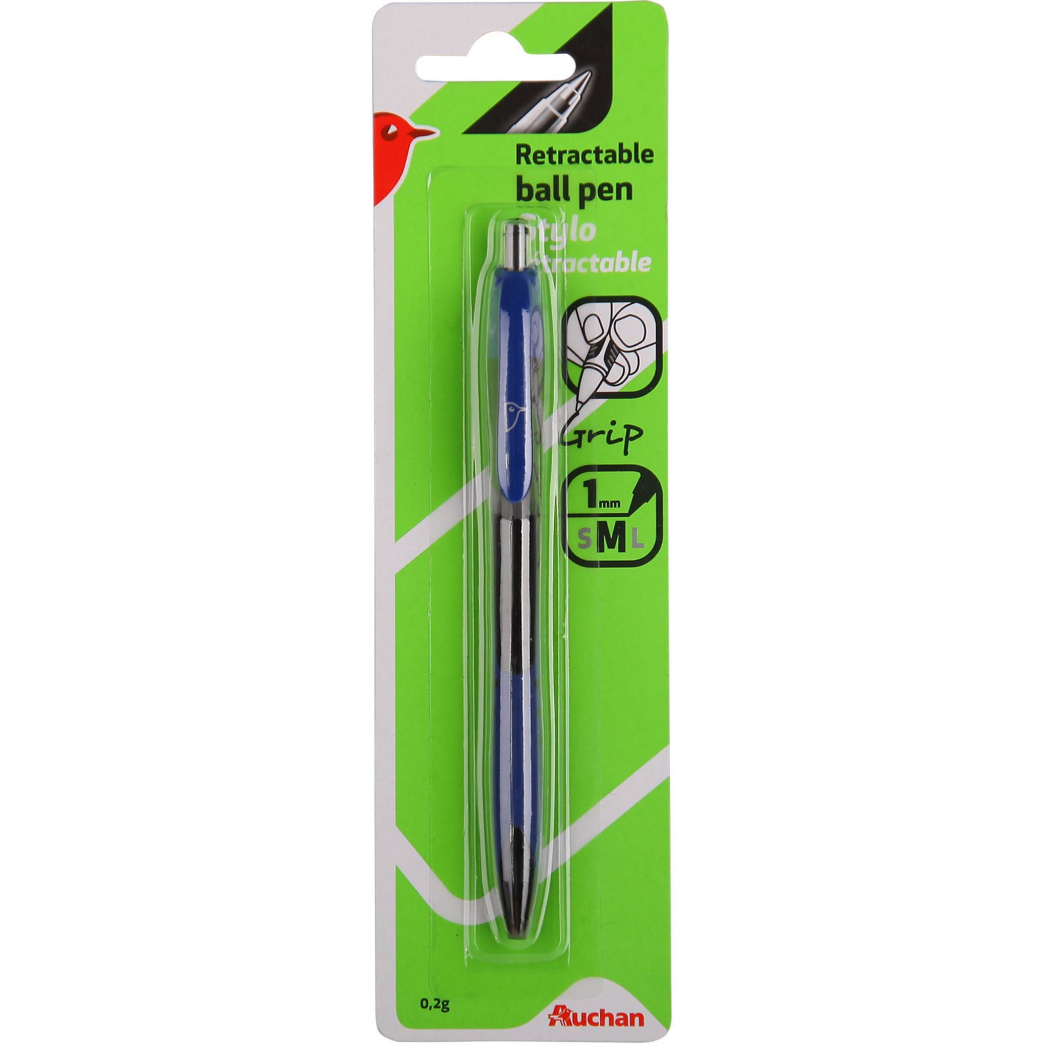 AUCHAN Lot de 2 stylos billes effaçables encre bleue dont 1 retractable + 3  recharges bleues pas cher 