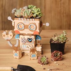 Robotime Kit de construction de pot de fleurs Robot