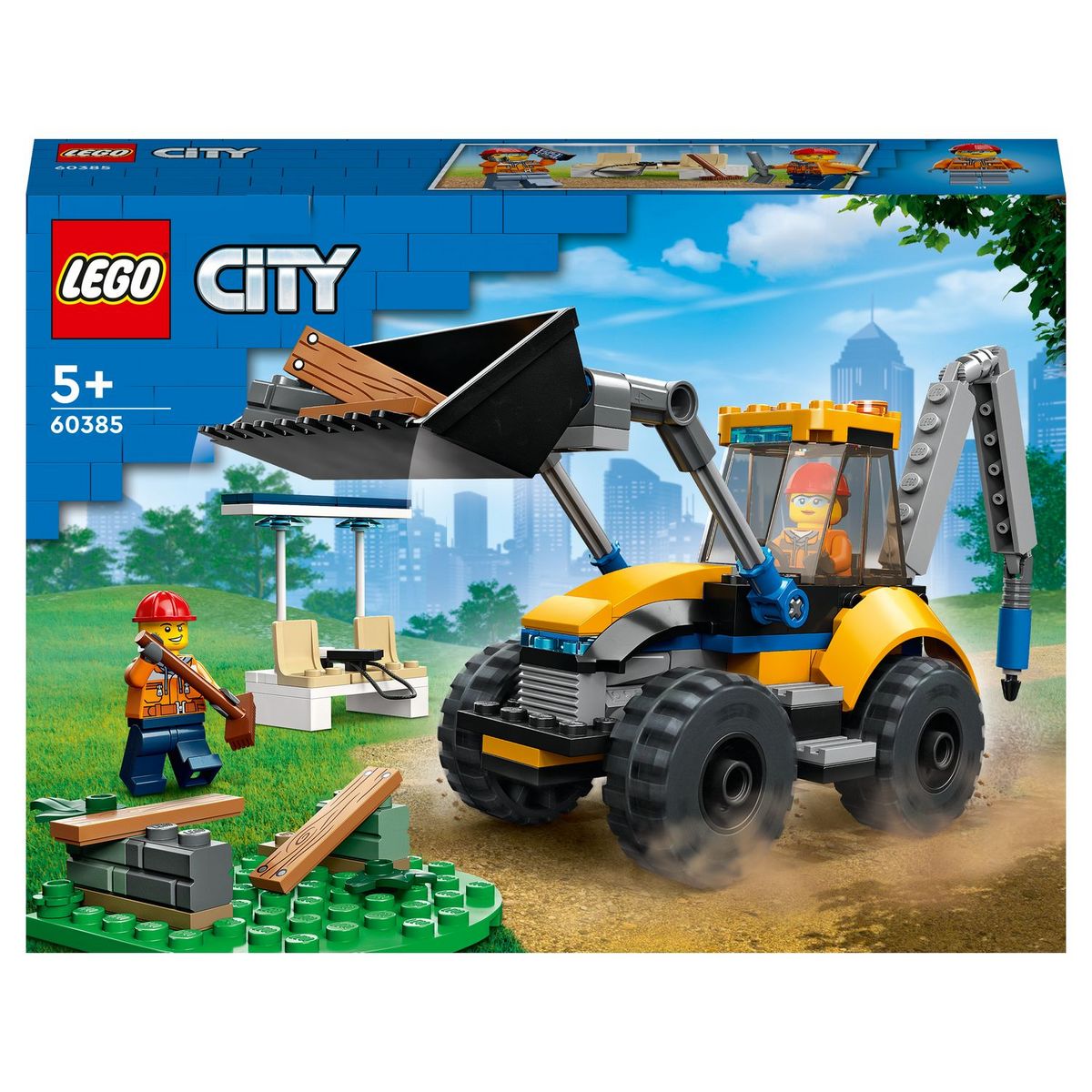 LEGO City 60385 La pelleteuse de chantier, Jouet Engin de Chantier, Jeu de Construction de Véhicules