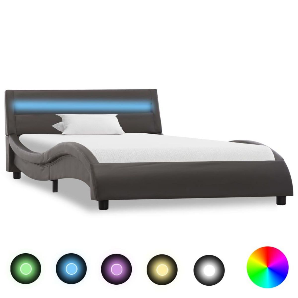 VIDAXL Cadre de lit avec LED Gris Similicuir 100 x 200 cm