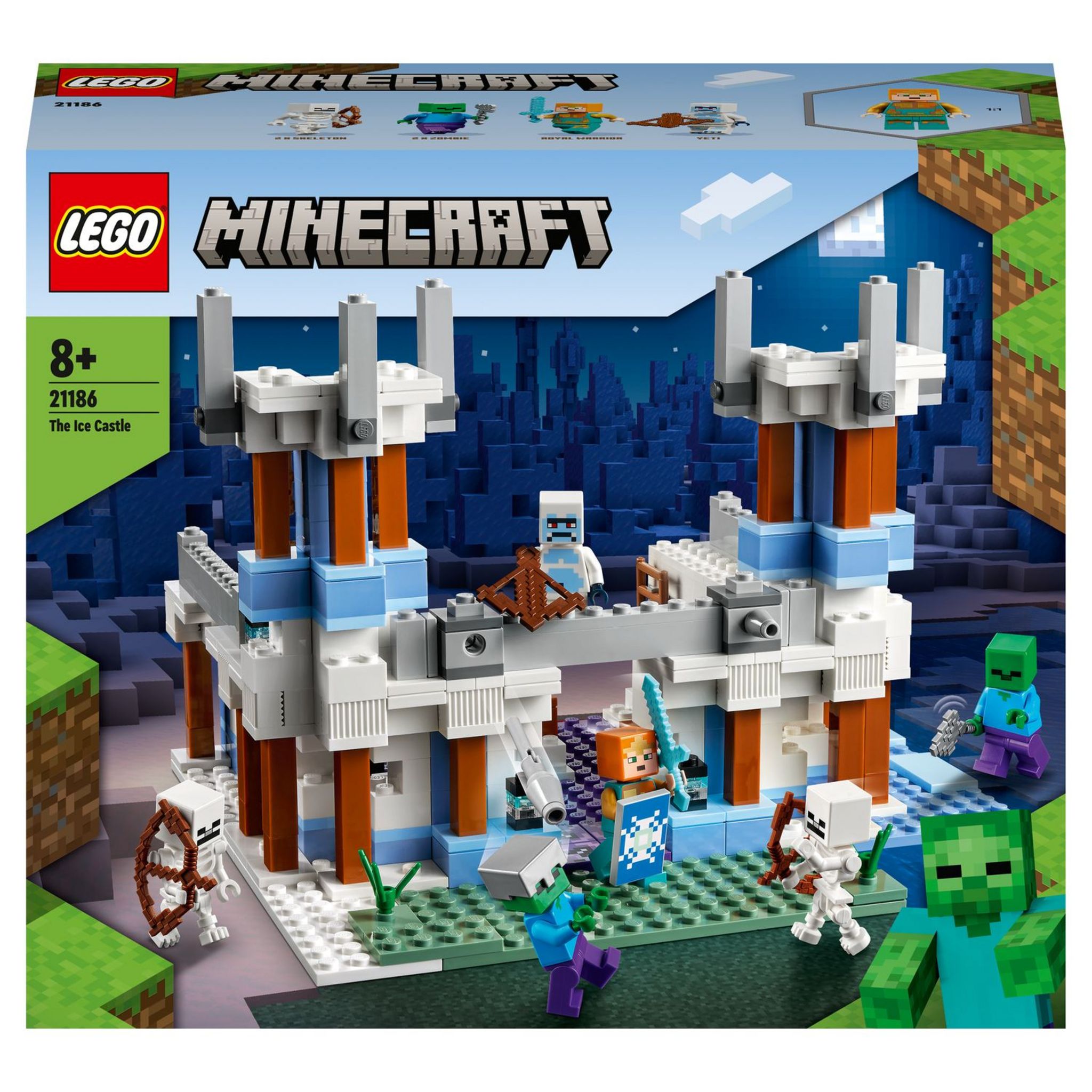 LEGO Minecraft 21186 Le Château de Glace, Jouet avec Figurines de
