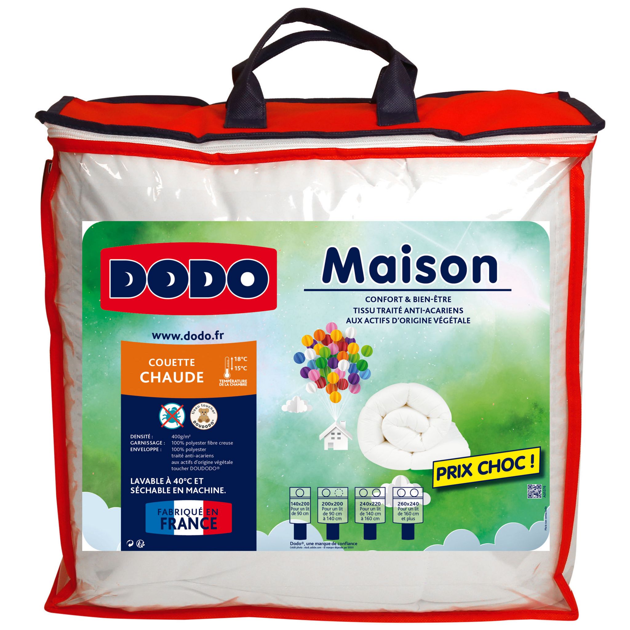 DODO Couette Chaude en polyester 400 g/m² MAISON ANTI-ACARIENS pas cher 