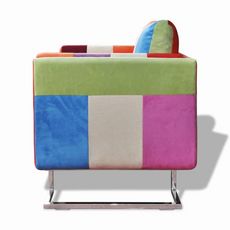 Fauteuil cube avec design de patchwork Chrome Tissu