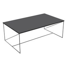 Table basse métal et bois  STEEL, L100cm (Piétement noir, plateau gris chant noir)