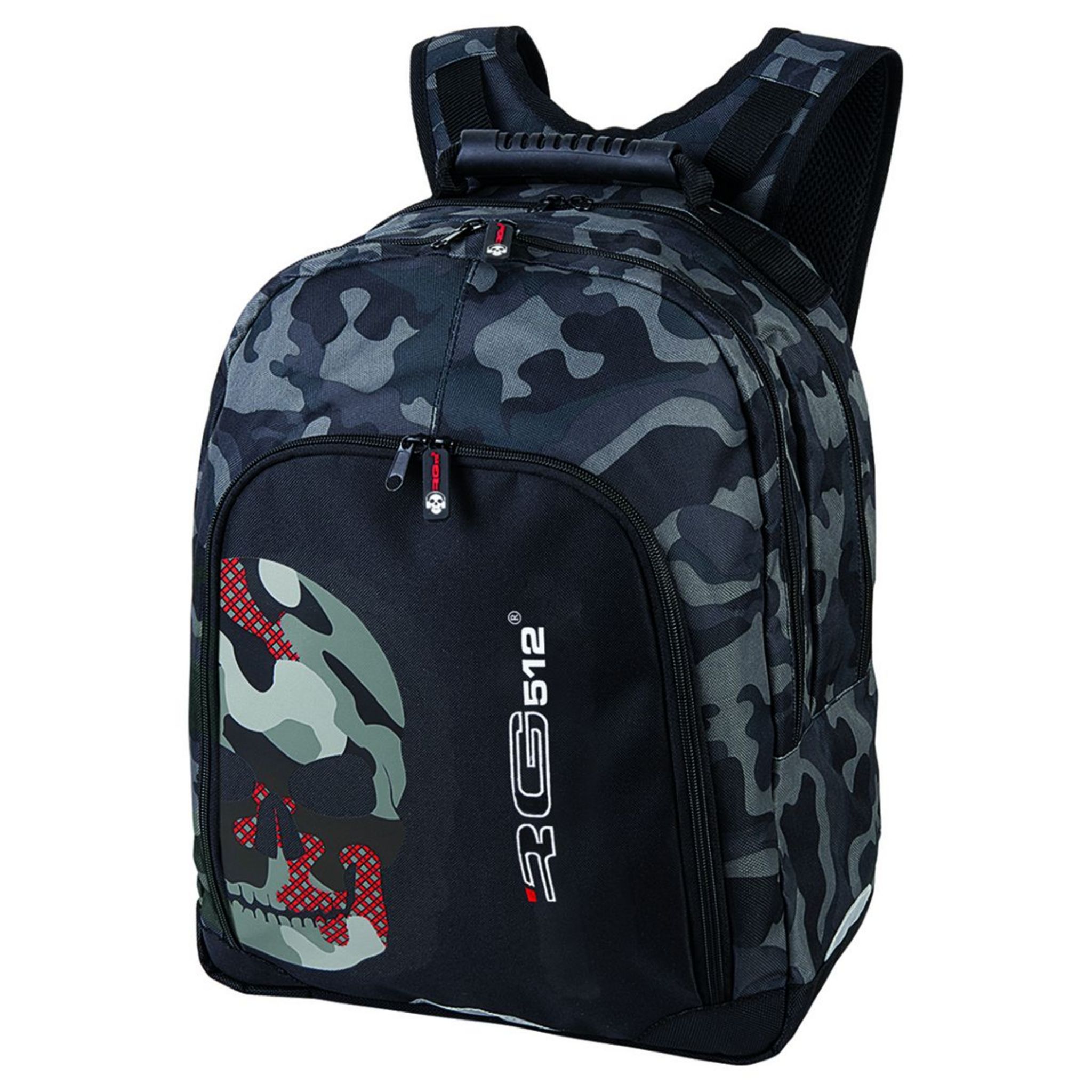 Sac dos 2 compartiments noir motif camouflage