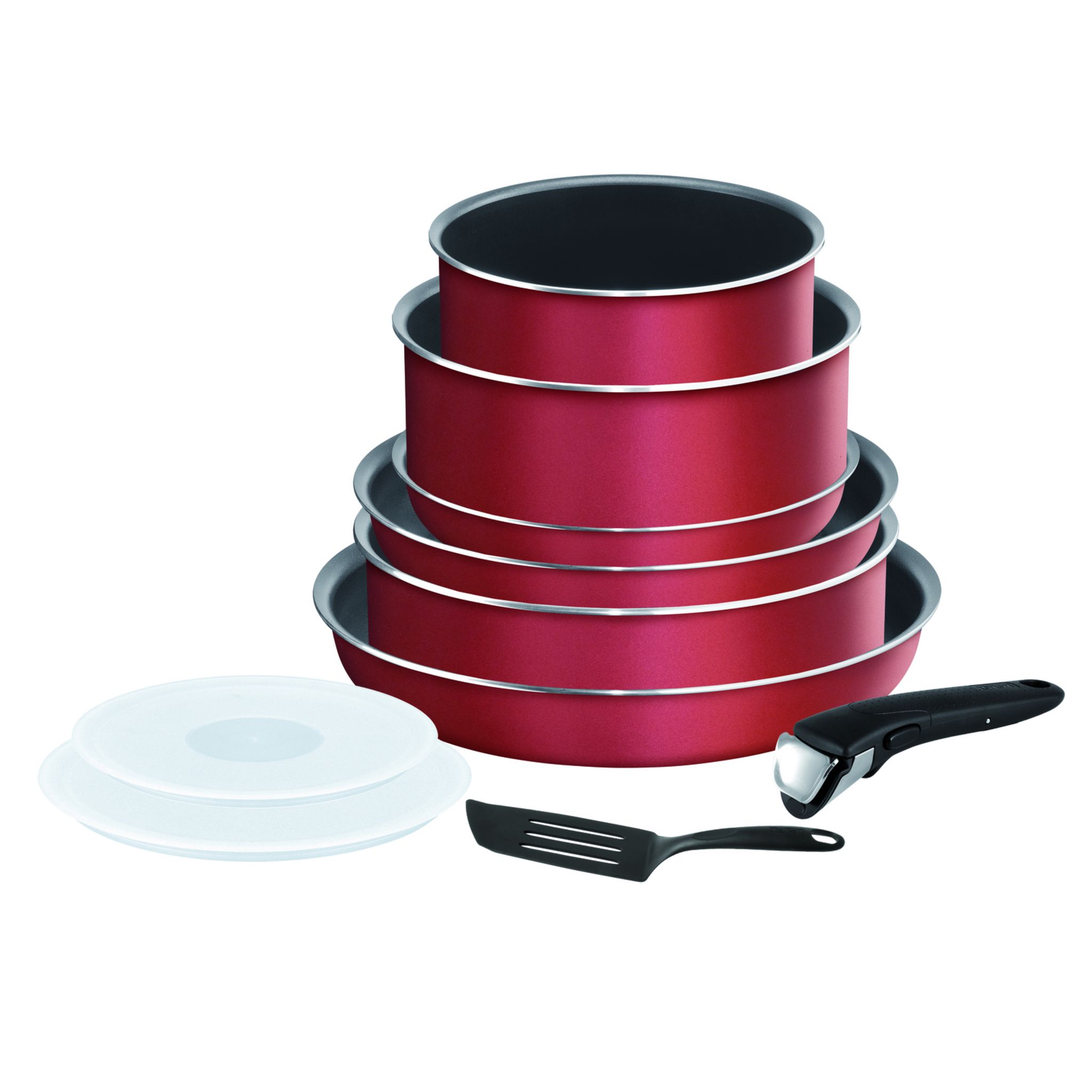 TEFAL Batterie de cuisine 10 pièces ESSENTIAL Rouge Surprise pas