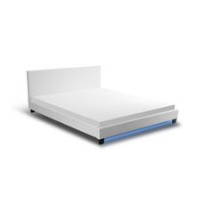 Lit LED avec tête de lit et sommier à lattes 140x190 cm MARTIN (Blanc)