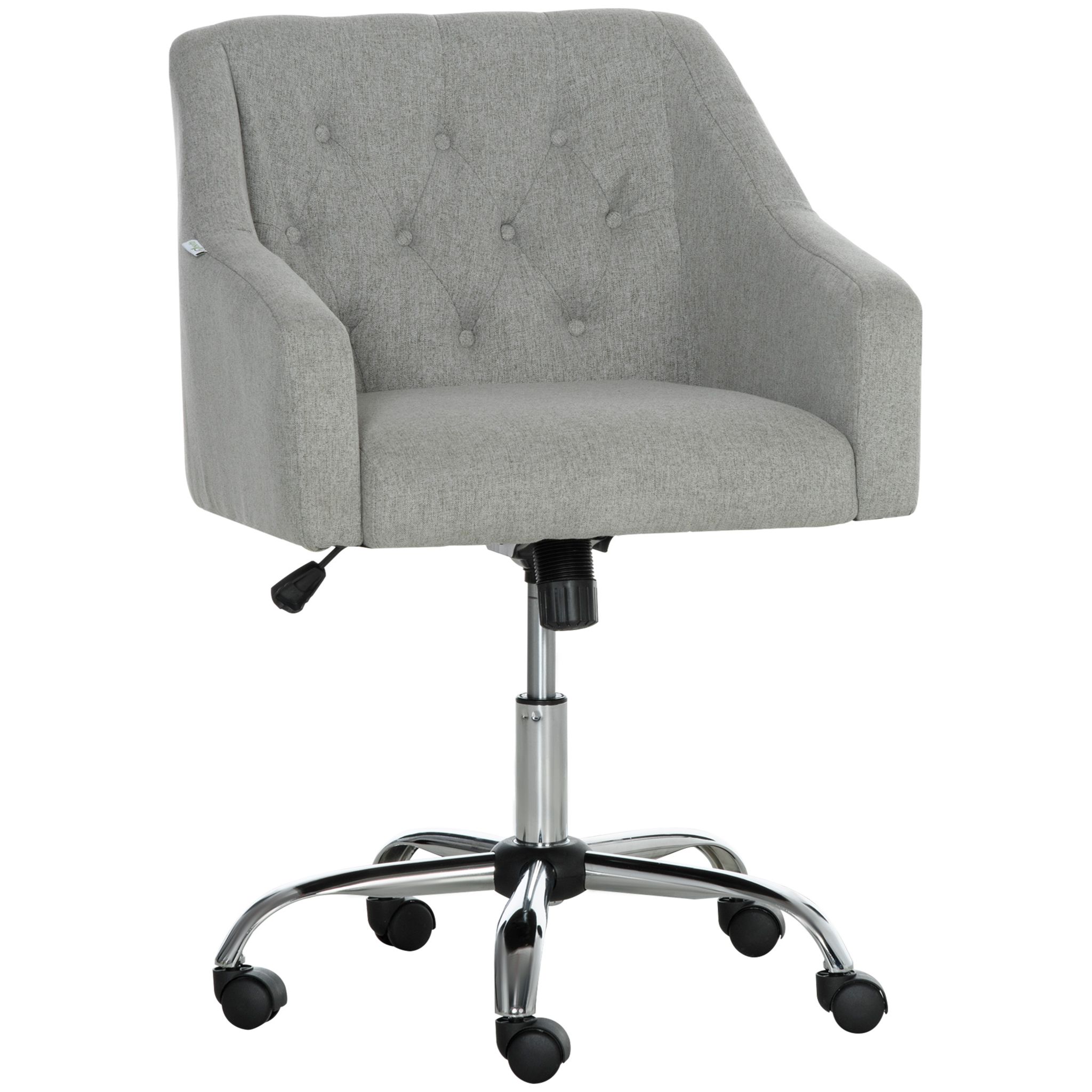 Fauteuil de bureau capitonné tissu gris chiné