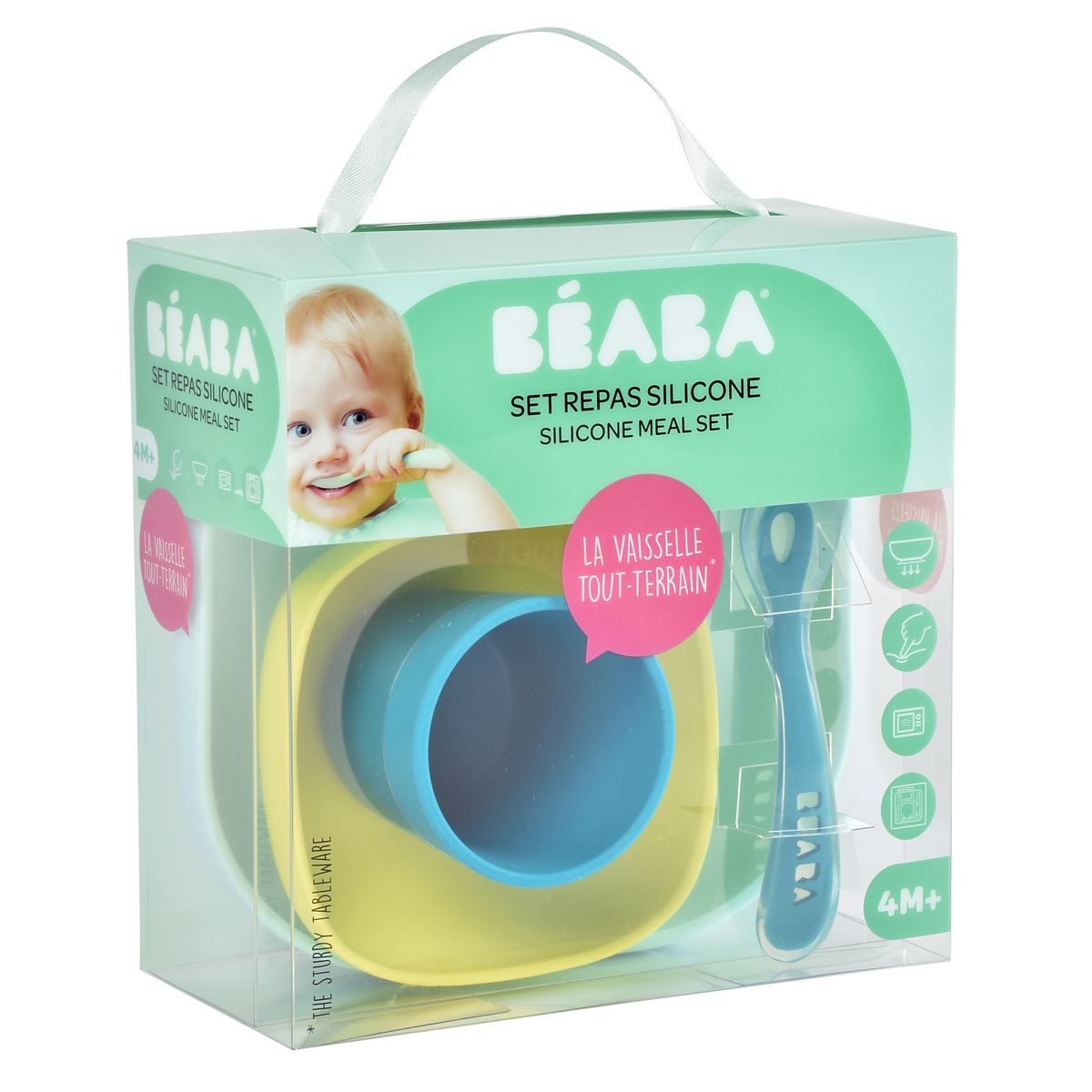 Beaba Ensemble de cuillères d'apprentissage en silicone pour bébé, 4 pièces