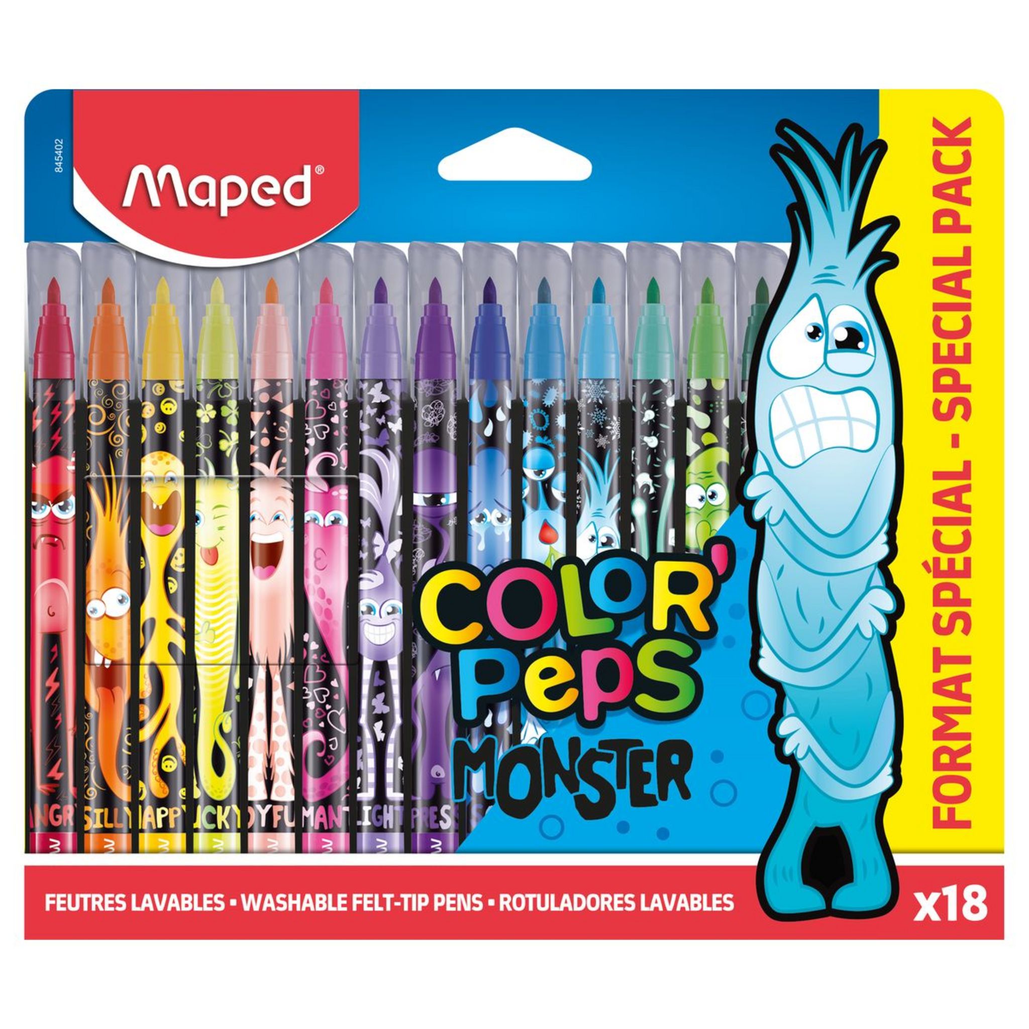 MAPED Lot de 18 feutres de coloriage lavables Color'Peps Monster