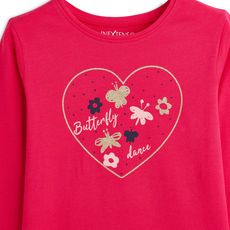 IN EXTENSO T-shirt manches longues papillons fille (Rose)