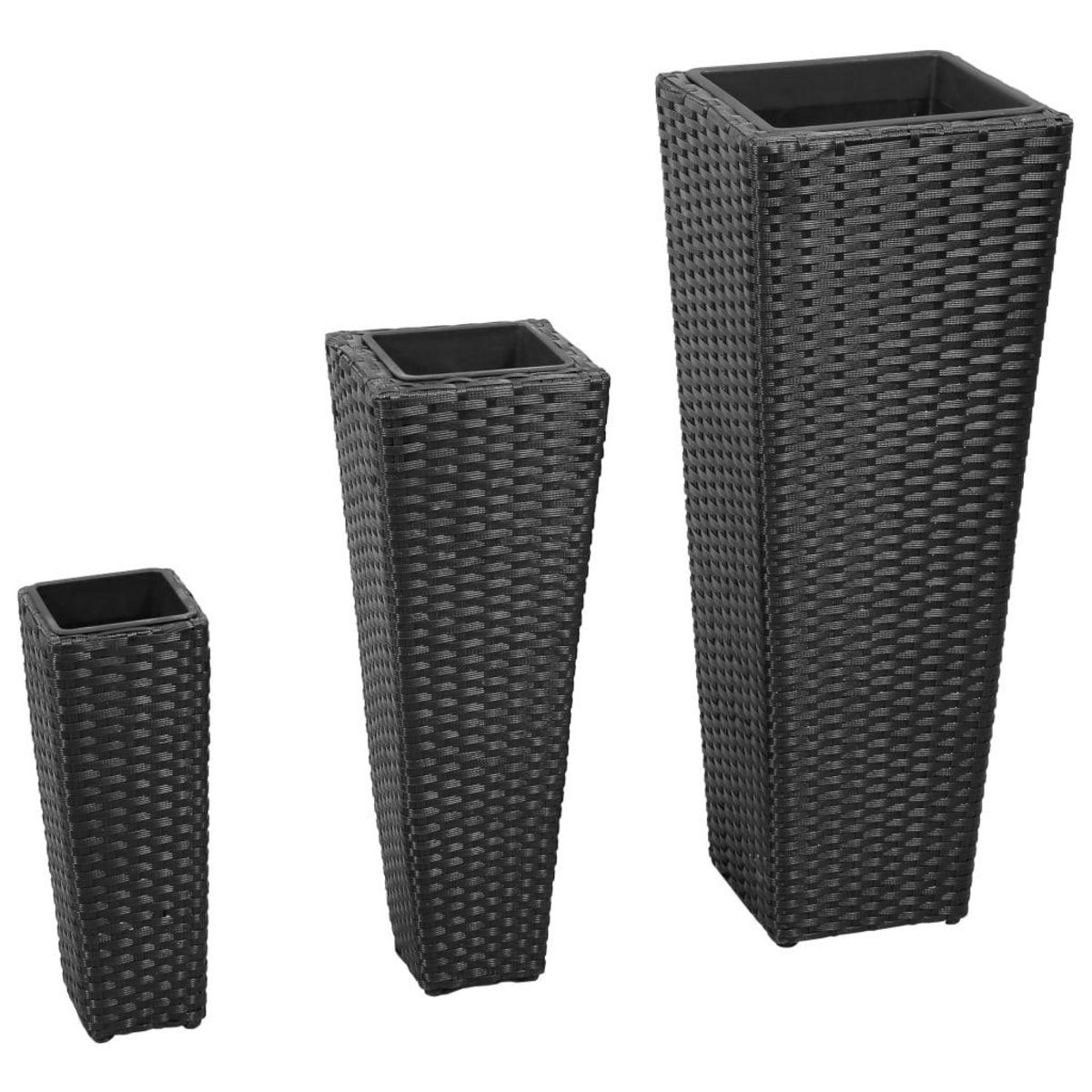 VIDAXL Lits sureleves de jardin 3 pcs Resine tressee Noir
