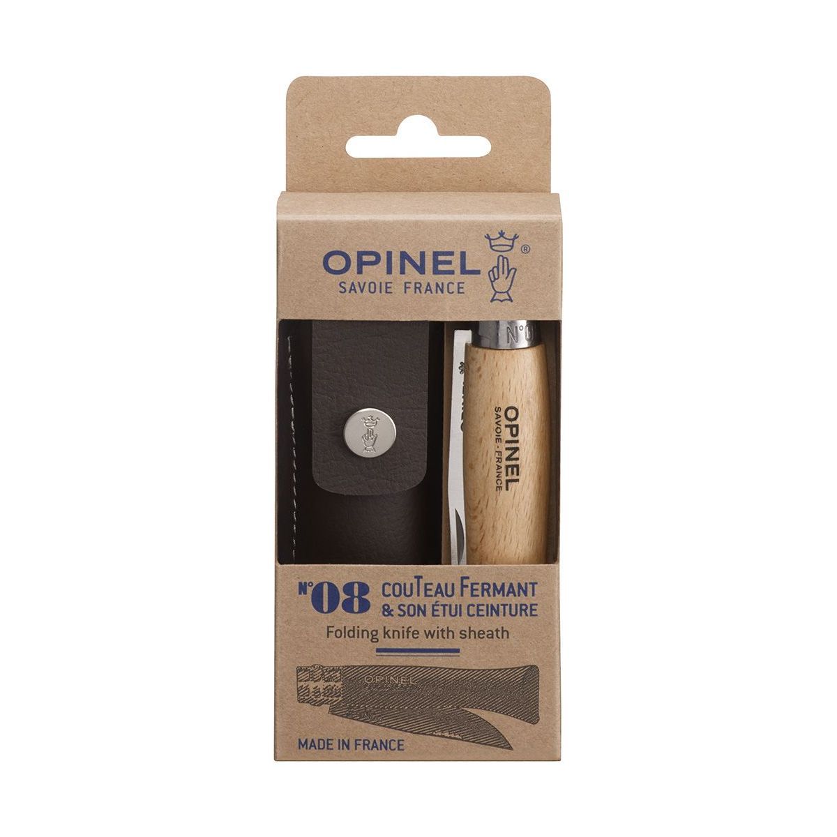 Opinel Couteau No 08 Inox hêtre tradition