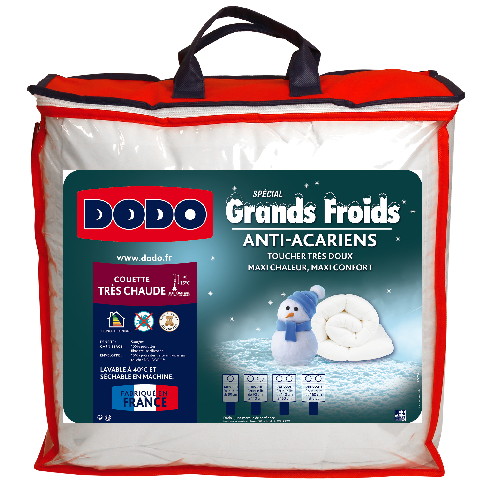 DODO Couette très chaude anti acariens 500 g/m² GRANDS FROIDS pas cher 