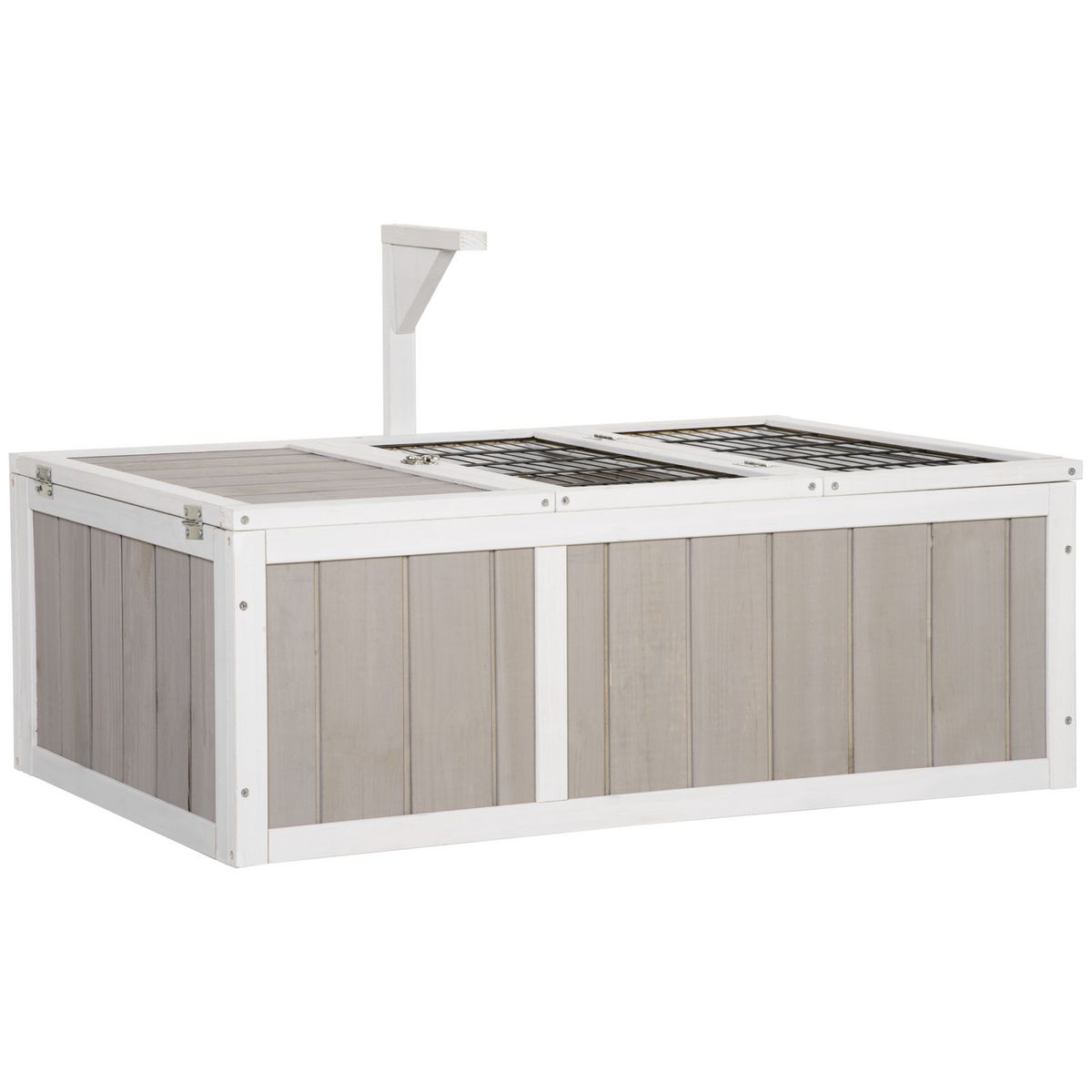 Enclos Pour Tortue De Terre Pas Cher PAWHUT Enclos pour tortue - parc pour tortue - maison pour tortue terrestre  - enclos extérieur avec grillage - bois sapin gris blanc pas cher -  Auchan.fr