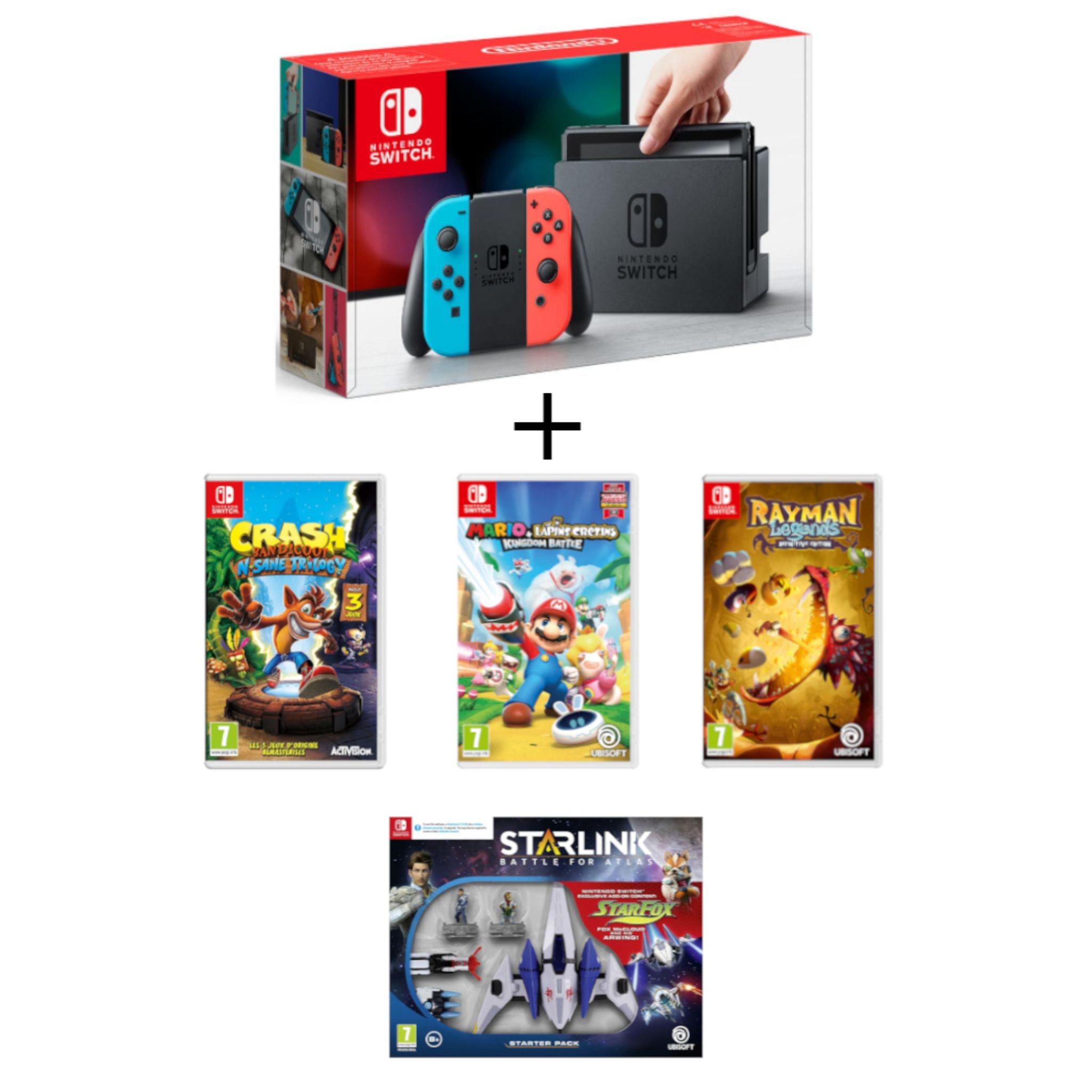 Pack Fnac Nintendo Switch Néon + Mario et Les Lapins Crétins Kingdom Battle  + Rayman Legends: Definitive Edition - Console Nintendo Switch - Achat &  prix