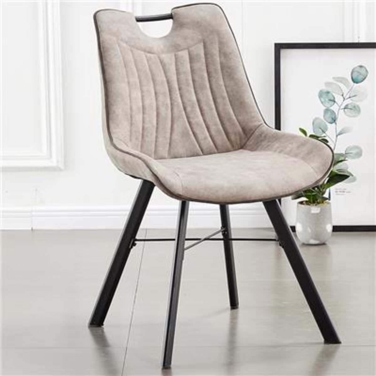 NOUVOMEUBLE Chaise en tissu gris clair moderne PAQUITO (lot de 2)