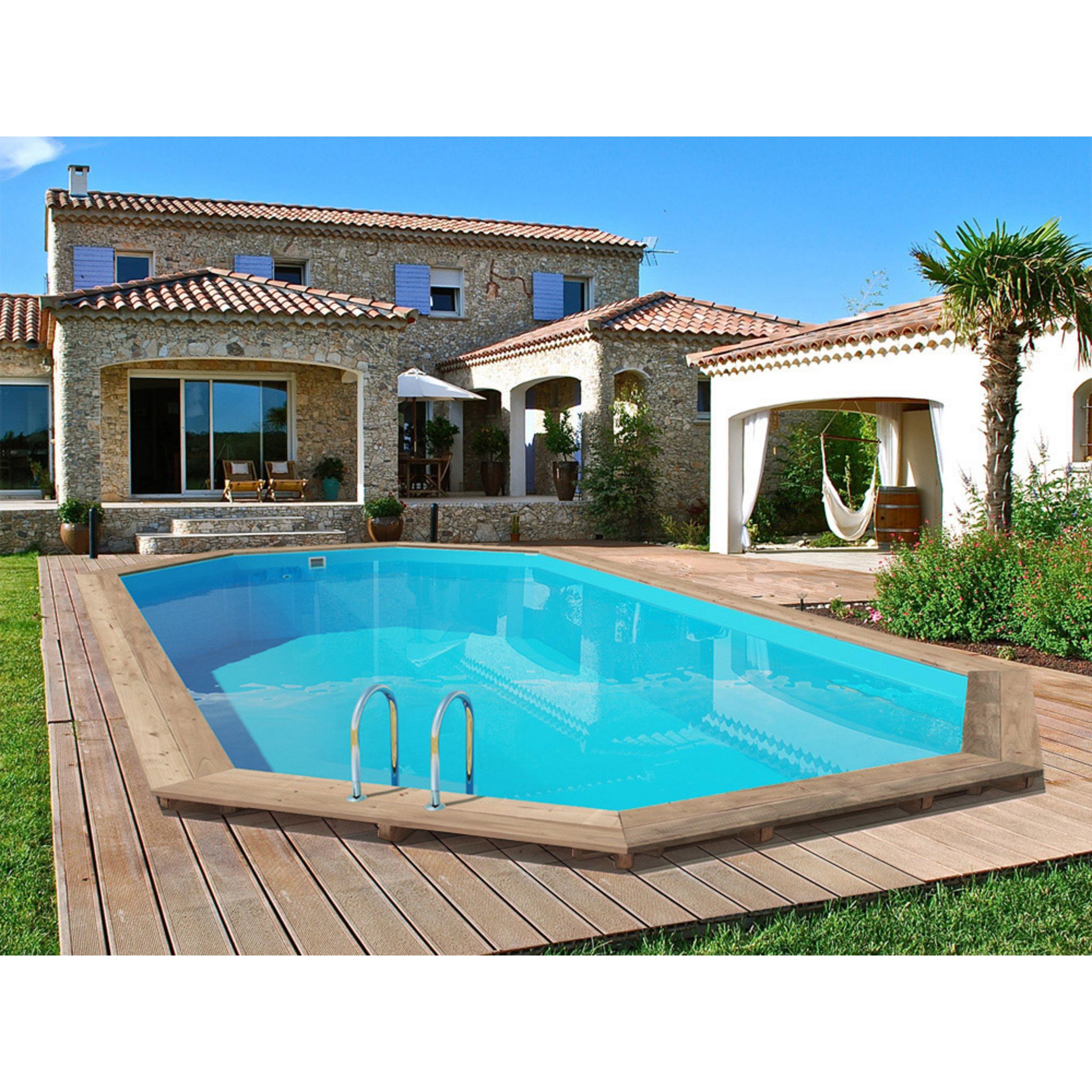 Habitat et Jardin Piscine bois Ibiza - 8.57 x 4.57 x 1.31 m pas cher 