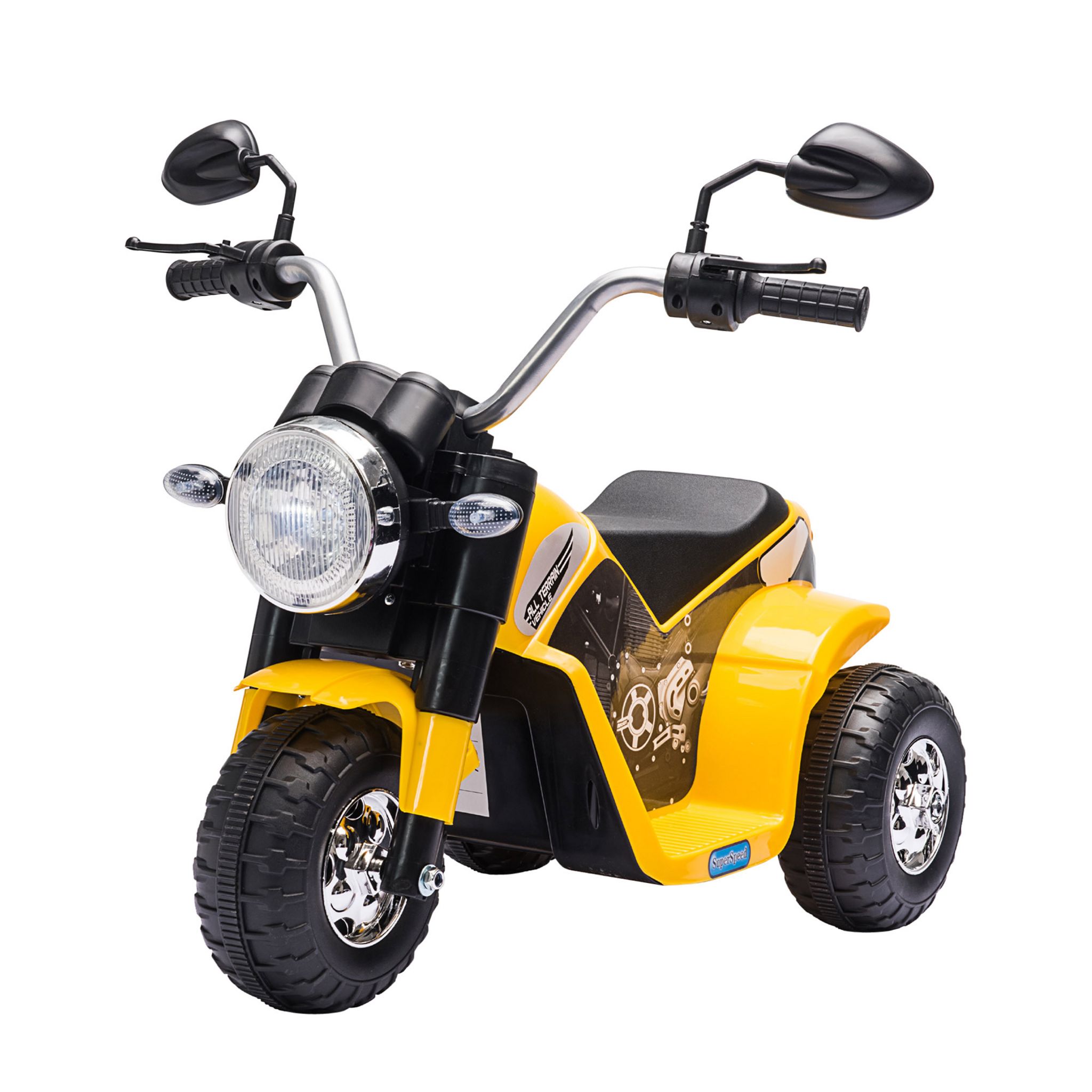 Moto Cross électrique enfant 3 à 6 ans 6 V phares klaxon musiques 102 x 53  x 66 cm jaune et noir - Véhicule électrique pour enfant - Achat & prix