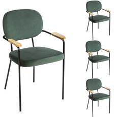 ATMOSPHERA Lot de 4 chaises ATLAS avec accoudoirs bois (Vert)