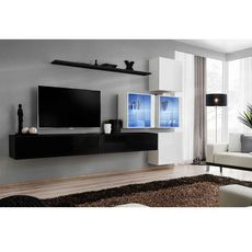 Meuble TV Mural Design  Switch XIX  310cm Noir & Blanc