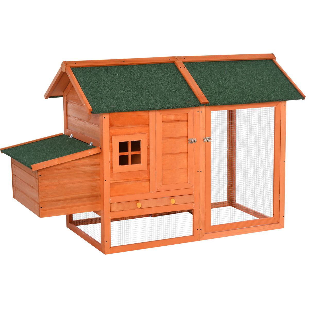 PAWHUT PawHut Poulailler cottage cage à poules sur pied dim. 170L x 81l x 110H cm multi-équipement bois sapin lasuré