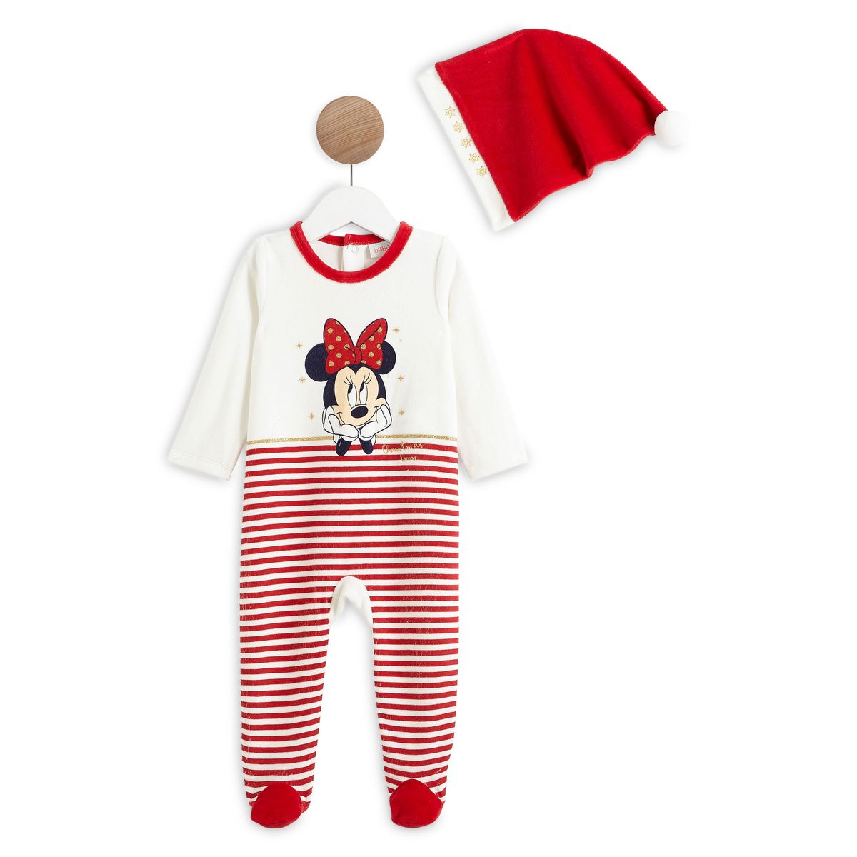 Minnie Dors Bien A Rayures Bonnet De Noel Bebe Fille Pas Cher A Prix Auchan