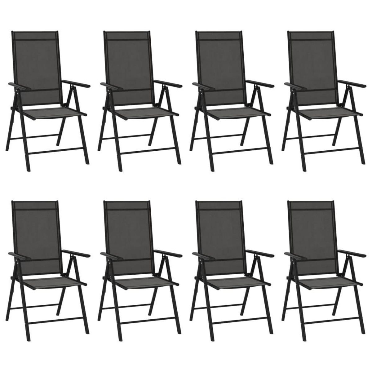 VIDAXL Chaises de jardin pliables 8 pcs Textilene Noir