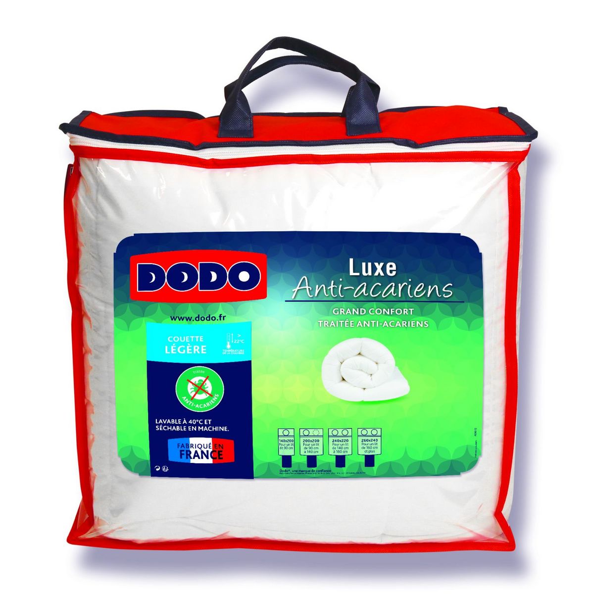 Dodo couette temperee 300g/m2 anti-acariens niagara 140x200 cm blanc DODO  Pas Cher 