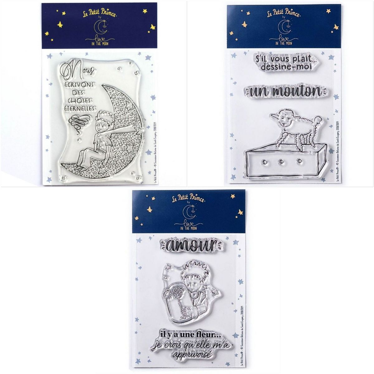 Youdoit 7 Tampons transparents Le Petit Prince et La lune + Mouton + Fleur