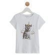 IN EXTENSO T-shirt manches courtes chat fille. Coloris disponibles : Blanc