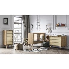 Chambre complète lit bébé 60x120 - commode à langer - chiffonnier Vintage - Bois Beige
