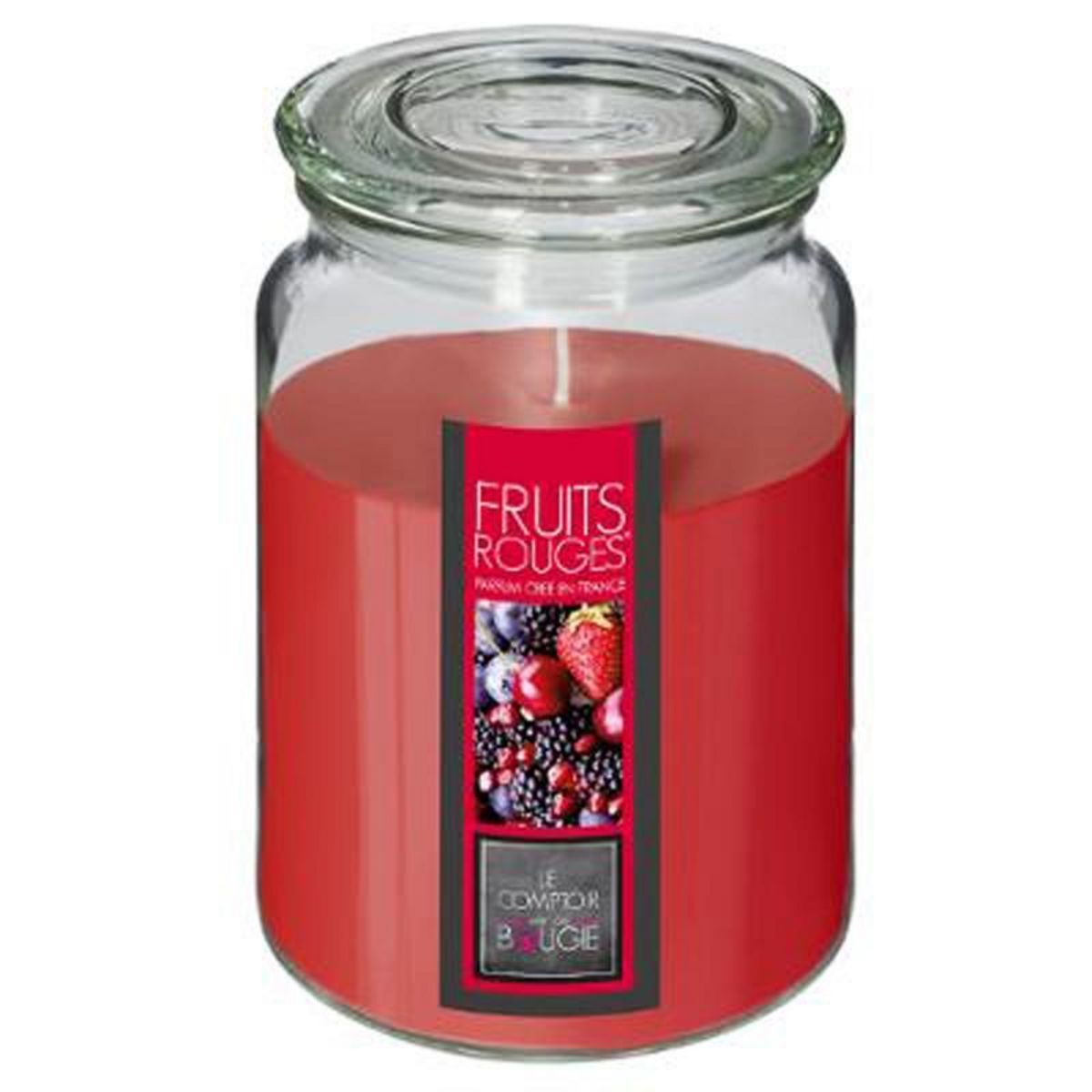 Bougie Parfumée en Verre  Couvercle  510g Fruits Rouges