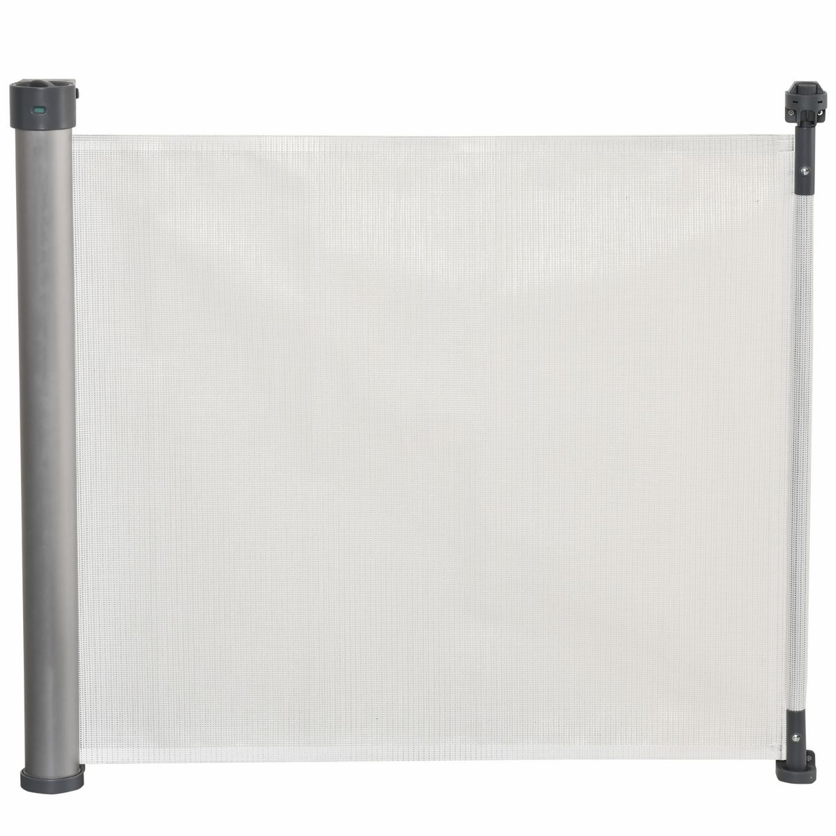 PAWHUT Barrière de sécurité barrière animaux rétractable automatique dim. 1,4L x 0,88H m aluminium maille PVC blanc