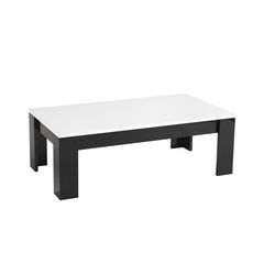 Table basse de salon moderne laqué brillant bicolore L126cm MILANO (Noir/blanc)