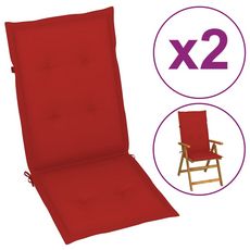 Coussin de chaise de jardin 2 pcs Rouge 120 x 50 x 3 cm