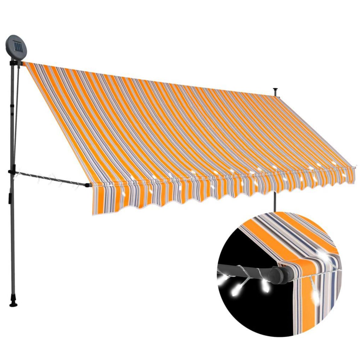 VIDAXL Auvent manuel retractable avec LED 350 cm Jaune et bleu