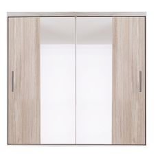Armoire 2 portes coulissantes avec miroirs L204cm CELINE (Chêne clair grisé)
